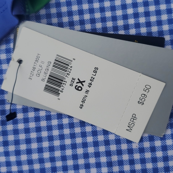 Polo Ralph Lauren Golf II Pullover Blue Gingham UPF 40+ Long Sleeve Top 6X Youth - Picture 3 of 9